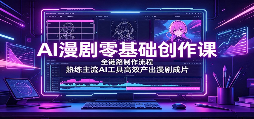 AI漫剧零基础创作课：全链路制作流程，熟练主流AI工具高效产出漫剧成片-知享资源网