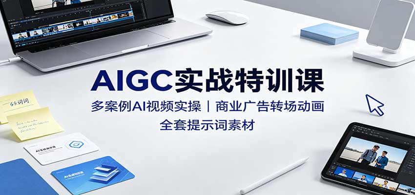 AIGC实战特训课：多案例AI视频实操，商业广告转场动画，全套提示词素材-知享资源网