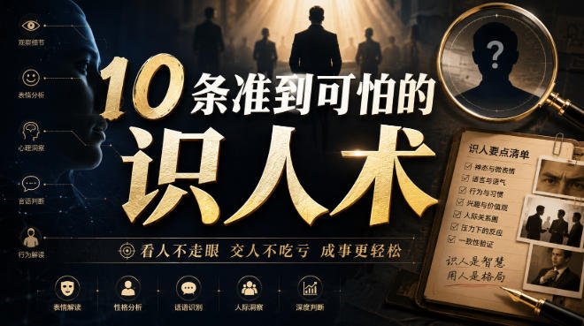 付费文章：10条准到可怕的识人术-知享资源网