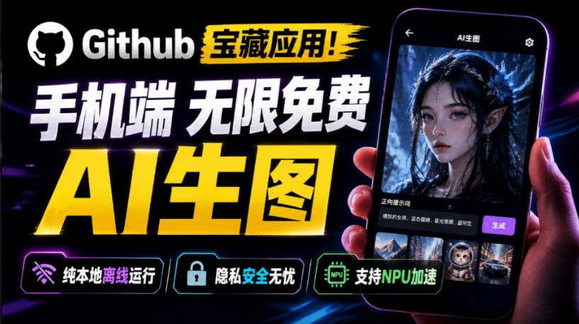 Github宝藏应用！手机端无限免费AI生图，纯本地离线运行，支持NPU加速斩获3.1k stars，local-dream-知享资源网