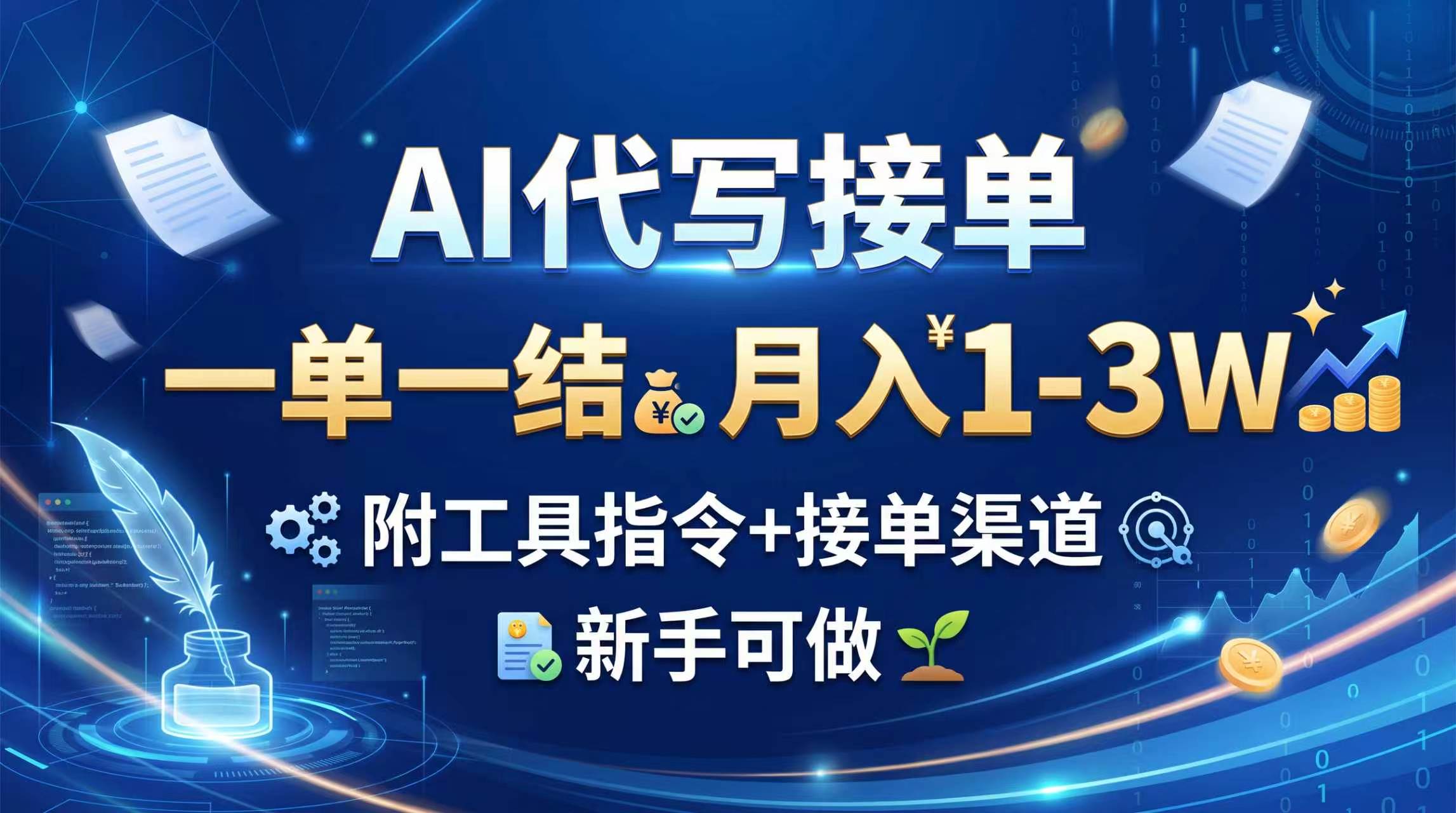 （20343期）AI代写接单，一单一结，月入1-3W，附工具指令+接单渠道，新手可做-知享资源网