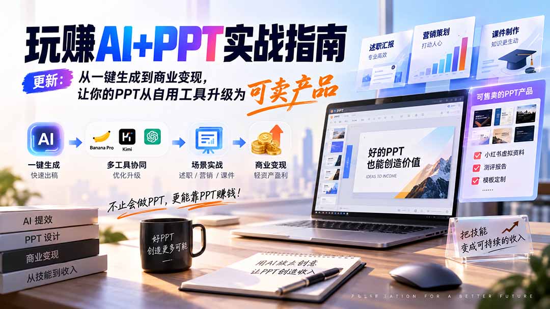 （20247期）玩赚AI+PPT实战指南-更新5月13：从一键生成到商业变现，让你的PPT从自用工具升级为可卖产品-知享资源网