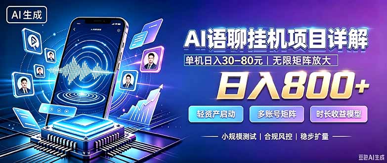 （20314期）AI语聊挂机，日入800+，适用个人副业，工作室矩阵操作-知享资源网